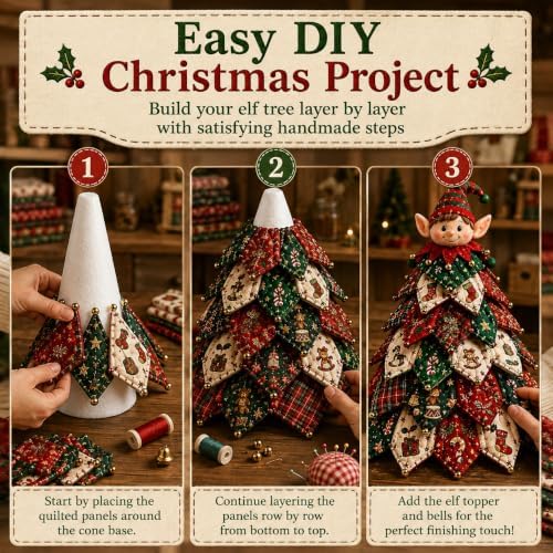 2026 New Christmas & Halloween DIY Quilted Fabric Tree Kit, 3D Layered Sewing Craft Set for Beginners, Christmas Tree Quilt Kit, Handmade Tabletop Holiday Decor, Gift for Craft Lover - Image 5