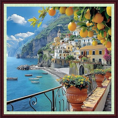 Dooxvey Cross Stitch Kits for Adults Beginners,Full Range of Cross-Stitch Stamped Kits Needlepoint Kits for Beginners Embroidery Kits 11CT Cross Stitch Patterns-Seaside Scenery 18x18 inch by DooxveyStampedEmbroideryKit