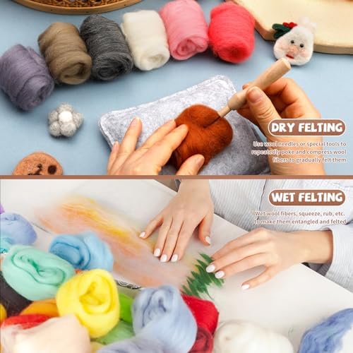 Mayboos 72 Pcs Needle Felting Wool, 24 Colors 7.6 oz Wool Roving - Image 4