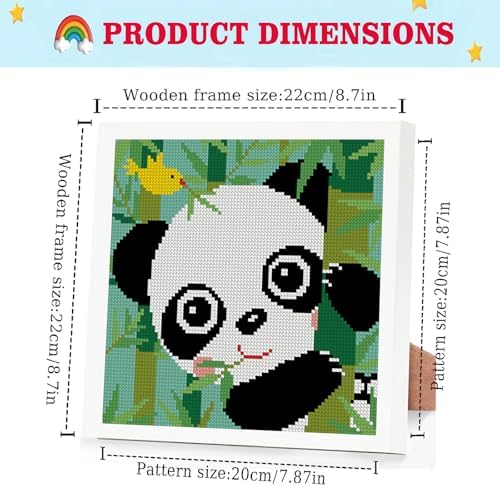 Lzyueyuan Panda Cross Stitch Kits for Beginners,Stamped Cross Stitch for Adults with Framed,Crafts for Girls 8-12 Embroidery Kit,11CT Cross-Stitch Arts and Crafts for Adults 8.7inX8.7in - Image 2