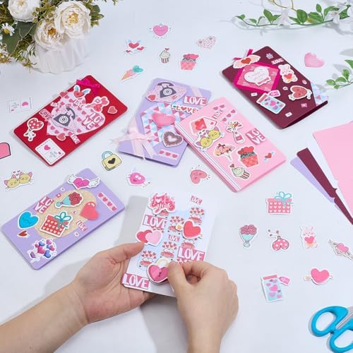 WEBEEDY 15 Sets Valentines's Day Card Making Kits Complete DIY Greeting Card Sets with Blank Cards, Stickers, Envelopes for Beginners Birthday Christmas Valentines's Day Invitation Paper Craft Gift - Image 4