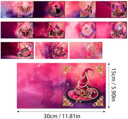 LAKEQUILL DIY Diamond Art Painting Greeting Kit, 12 Pieces, Creative Craft Set，Pink Halloween - Image 6