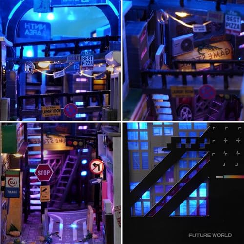 Spilay DIY Book Nook Kit, DIY Dollhouse Booknook Bookshelf Insert Decor Alley, Bookends Model Build-Creativity Kit with LED Light for Teens and Adults Birthday TC36 - Image 6