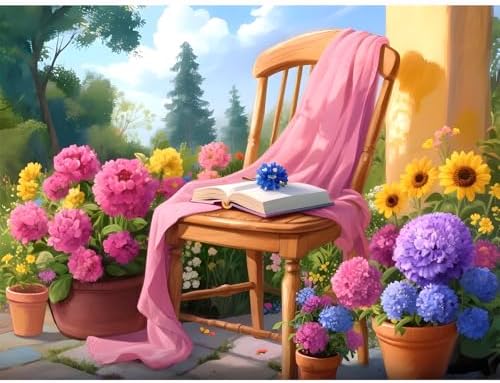 AOSGEDY Paint by Numbers Kit for Adults Beginners, Scenery Adult Paint by Numbers on Canvas, Garden Easy Paint by Numbers Kits, DIY Acrylic Oil Painting Crafts for Home Wall Decor (16x20 Inch) by AOSGEDY