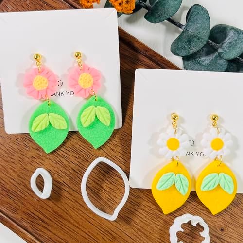 Xaekicr Lemon Flower Polymer Clay Cutters – 3 Pcs Clay Earring Cutters Set – Clay Tools for Polymer Clay Jewelry Making – DIY Summer Earring Cutter Kit for Crafts and Accessories - Image 5