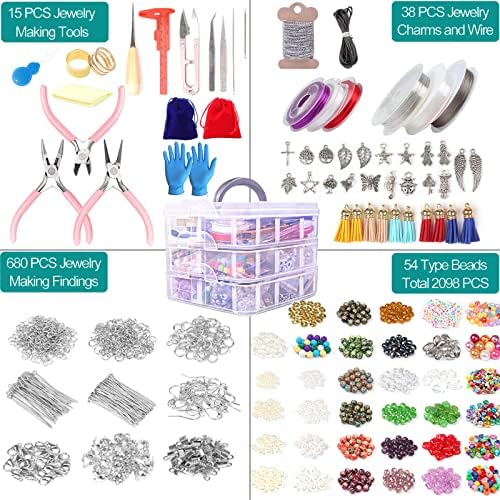 YUGDRUZY Jewelry Making Supplies Kit, 2831 pcs Bracelet Making Kits, Repair Tool with Jewelry Pliers, Jump Rings, Beads, Wire,Craft DIY Gifts - Image 2