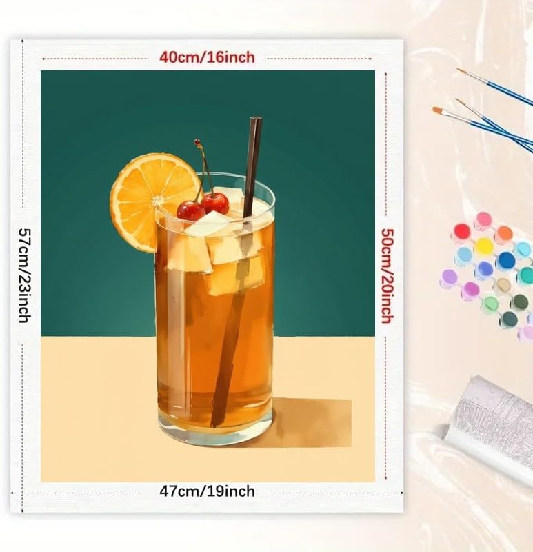 TAOPAOLAB Food Paint by Numbers Kit for Adults - DIY Iced Tea with Orange and Cherries Painting on Canvas 16x20 Inches, Acrylic Paint Set, Suitable for Beginners, Refreshing Art for Decoration/Gifts - Image 2