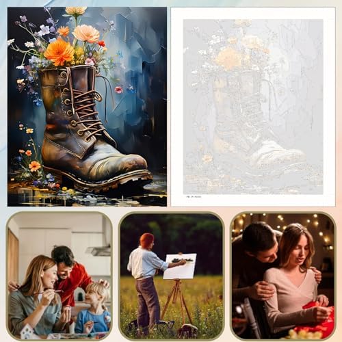 5DDIYART Boot Flowers Paint by Numbers for Adults Beginner, Paint by Number Kits on Canvas, Paint by Easy Acrylic Painting Home Wall Decor 16x20inch - Image 6