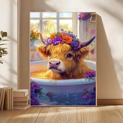 Mowana Paint by Numbers Kit for Adults Beginners, Cow Adult Paint by Number Kits Framed Canvas with Easel, Adult Crafts DIY Arcylic Oil Painting 8x12inch - Image 2