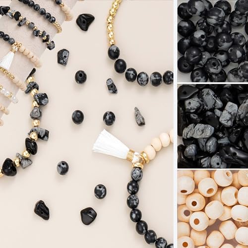 Xylise Jewelry Making Supplies Kit Natural Stone Beads for Irregular Natural Stone with for DIY Craft Bracelet Necklace Earrings for Adults (Black White) - Image 4