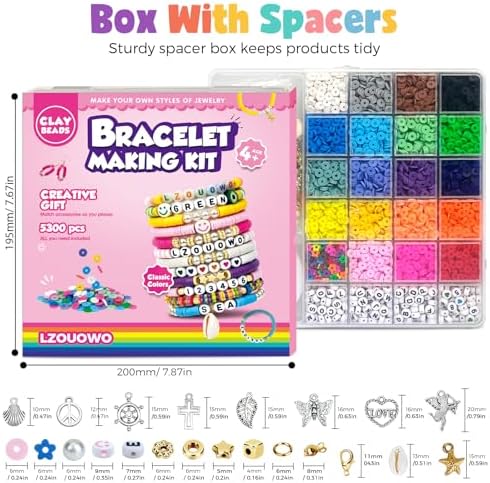 LZOUOWO 5300 Clay Beads Bracelet Making Aesthetic Kit, Polymer Heishi Beads - Image 4