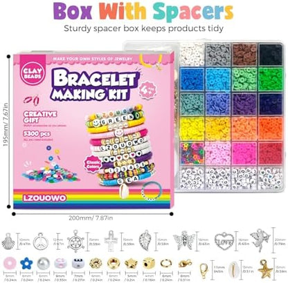 LZOUOWO 5300 Clay Beads Bracelet Making Aesthetic Kit, Polymer Heishi Beads - Image 4