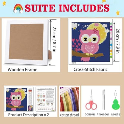 Lzyueyuan Owl Stamped Cross Stitch Kits for Beginners, Cross Stitch for Adults with Framed,Crafts for Girls 8-12 Embroidery Kit,11CT Cross-Stitch Arts and Crafts for Adults 8.7inX8.7in - Image 6