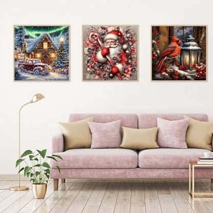 NEGEKFKX 6 Pack Christmas Paint by Numbers Kit for Adults Beginner,Winter Easy Adult Paint by Number Kits on Canvas DIY Painting for Beginners Art by Numbers for Home Wall Decor 10x10 Inch - Image 3