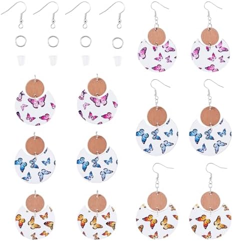 Elecrelive 6 Pairs Butterfly Earring Charms Bohemian Wooden Dangle Earrings Making Kits Painted Insect Pendants Pieces with Jump Rings DIY Craft Jewelry by EEEELECRELIVE
