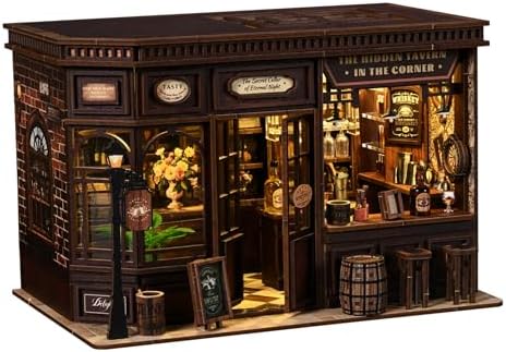 DIY Book Nook Kit LED 3D Wooden Puzzle (Corner Tavern) by Nimpro