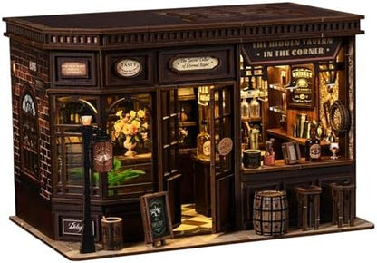 DIY Book Nook Kit LED 3D Wooden Puzzle (Corner Tavern) by Nimpro