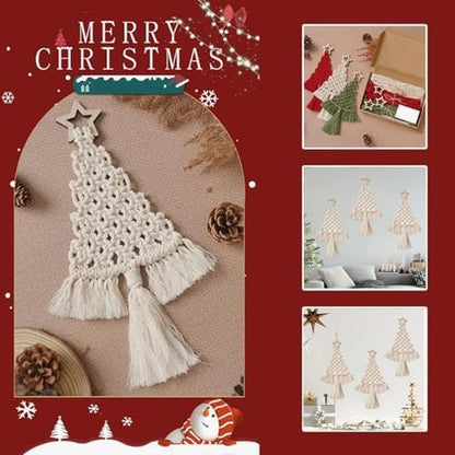 mdgfge 3 Pack Christmas Tree DIY Macrame Kit, Christmas Macrame Woven Boho Christmas Tree Decorative Hanging Ornaments Assembled DIY Kits for Beginners Xmas Holiday Party Wall Hanging Supplies - Image 2