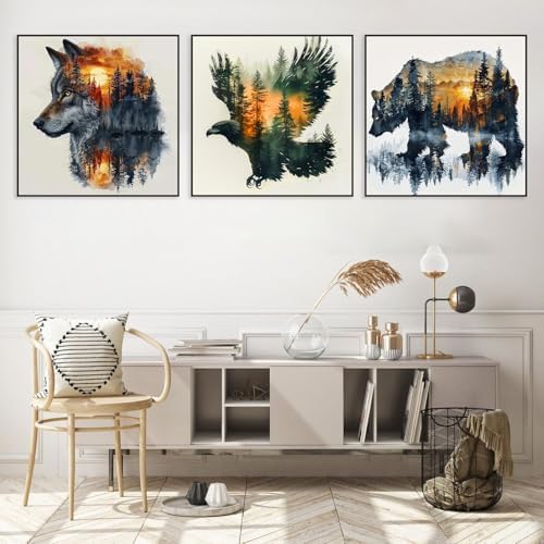 3 Pack Framed Paint by Numbers for Adult with Easel Wild Animals (8x8in) - Image 2