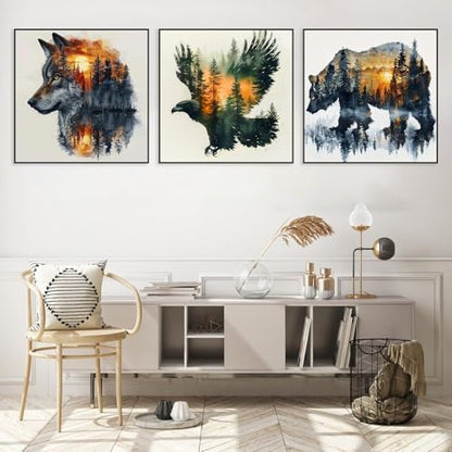3 Pack Framed Paint by Numbers for Adult with Easel Wild Animals (8x8in) - Image 2