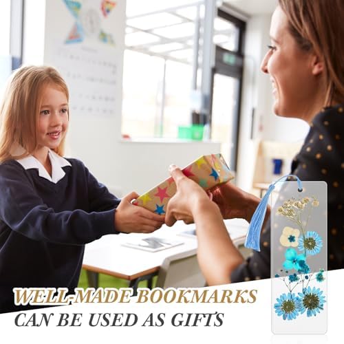 Fuyoooo 376 Pcs Pressed Flower Bookmark Kit,Blue,2 x 6 Inch - Image 6
