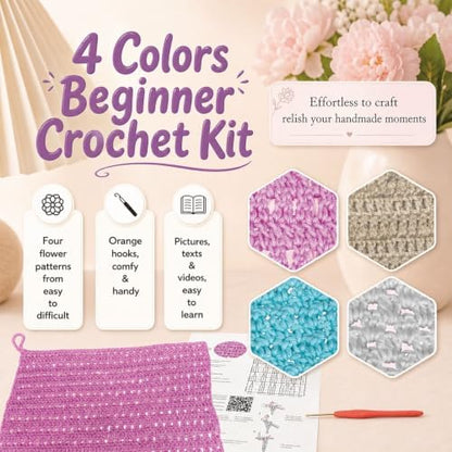 zwzxd Beginner Crochet Kit: Cotton Thread, Hooks & DIY Dishcloth Tutorial （BRT Rainbow Candy） - Image 4