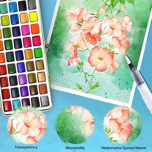 Caliart 50 Colors Watercolor Paint Set, Portable Art Supplies Palette Kit - Image 3