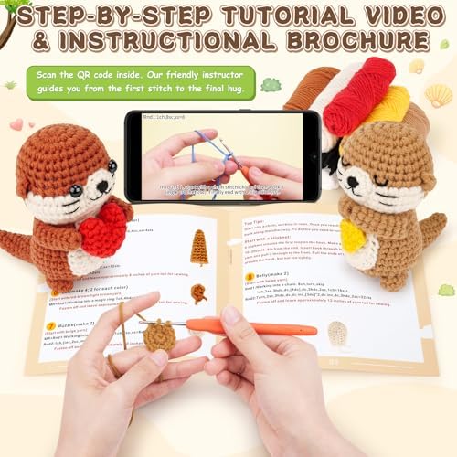 Fortuning's JDS Crochet Kit for Beginners, Otter Couple Crochet Animal Kit - Image 4