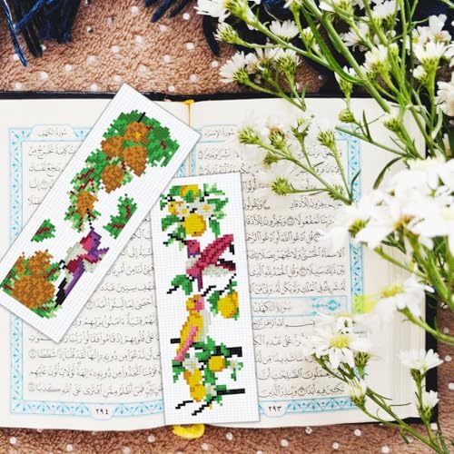 BEUNITONE 6 Pcs Cross Stitch Bookmark Kit for Beginner Vintage Flower Hand Embroidery Kit with Instruction Hummingbird Stamped Embroidery Bookmarks Handmade for DIY Crafts Book Lovers 8.5''x3'' - Image 6