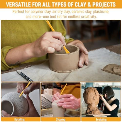 32Pcs Clay Sculpting Tools, Polymer Clay Art Tool Set Cake Decorating Hand Tools, DIY Plastic Pottery Tool Kit for Embossing Fondant Crafts - Image 7