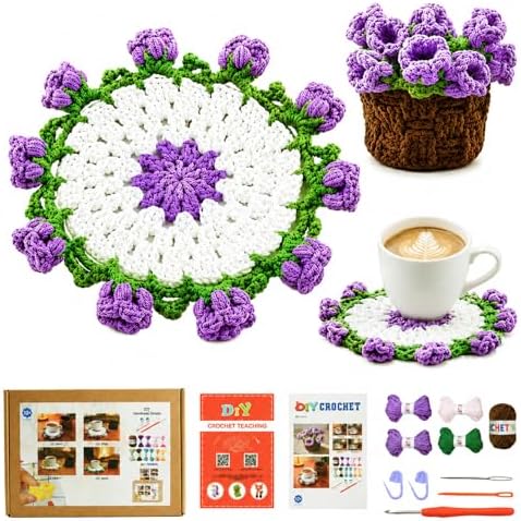 Yarniss Lily of the Valley Coaster Crochet Kit Beginner w/Video Guide by Yarniss