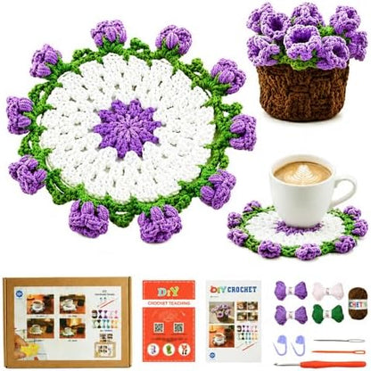 Yarniss Lily of the Valley Coaster Crochet Kit Beginner w/Video Guide by Yarniss