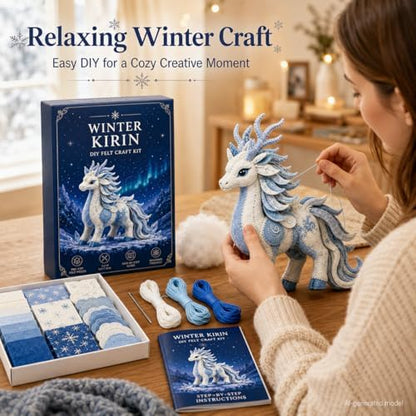 Winter Fantasy Animal Felt Sewing Kit, DIY Patchwork Craft Kit with Pre-Cut Felt Pieces, 3D Stuffed Animal Making Set for Beginners Adults Teens, Creative Home Decor Gift (E) - Image 5