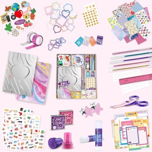PERRYHOME 2-Pack DIY Journal Kit for Girls - 200+Pcs Journal Set for Teen & Tween Girls, Journaling Art & Crafts Kits, Birthday Gifts for 8 9 10 11 12 13 14 Year Old Girl - Image 2