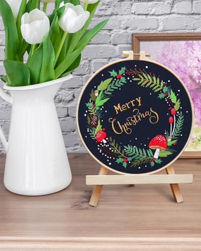 ERKOON Christmas Embroidery Kit for Beginners, Cross Stitch Set for Include Embroidery Cloth Hoops Threads for Craft Lover Hand Stitch with Embroidery Skill Techniques (Christmas Wreaths) - Image 6