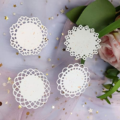 Metal Die Cuts Set 4 Different Patterns Lace Flower Border Cutting Dies for Scrapbooking Photo Album DIY Craft Die for Card Making (Round Lace Flower Border) - Image 3