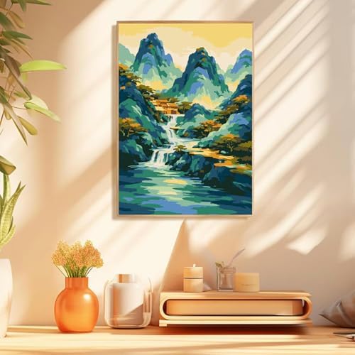 Mowana Landscape Paint by Numbers Kit for Adults Beginners, Mountains Adult Paint by Number Kits on Canvas with Frame and Easel for Gift and Home Wall Decor (8 * 12 Inch) - Image 2