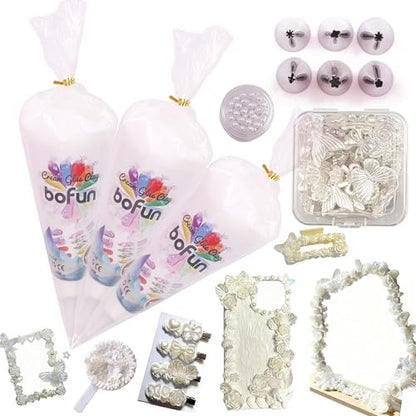 White Decoden Cream Charms Kit, Whipped Cream Glue Clay Crafts by BoFUN
