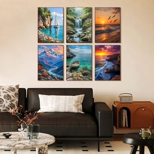 6 Pack Paint by Numbers Kit for Adults Beginner Landscape, 10x14 Inch - Image 6