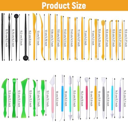 32Pcs Clay Sculpting Tools, Polymer Clay Art Tool Set Cake Decorating Hand Tools, DIY Plastic Pottery Tool Kit for Embossing Fondant Crafts - Image 2