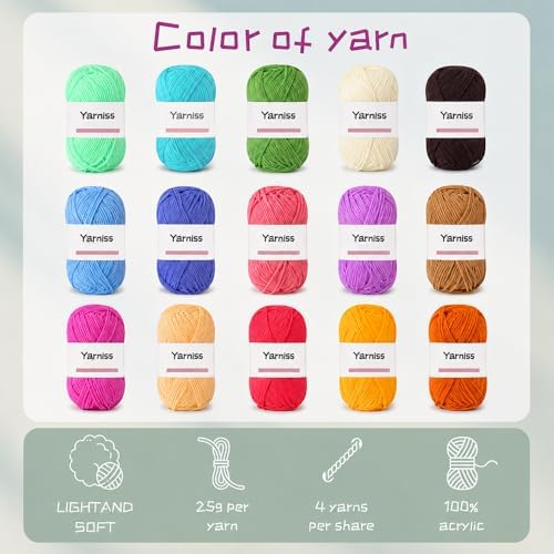 Yarniss Crochet Kits with Yarn,Beginners Crochet Kit for Adult,Black - Image 3