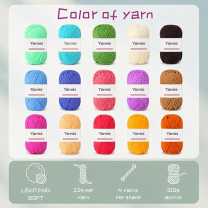 Yarniss Crochet Kits with Yarn,Beginners Crochet Kit for Adult,Black - Image 3