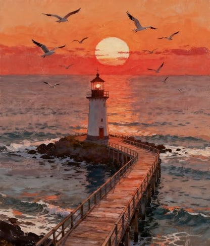 NKVNKV Paint by Numbers Kit for Adults Beginners, Mountain Adult Paint by Numbers on 20" Lx16 W Canvas for Painting Kits for Adults in Colorful Box，for Gift Home Wall Decor Without Frame (Lighthouse) by NKVNKV