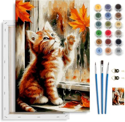 Spandrel Framed Paint by Numbers Cat Kit for Adult, Autumn Adult Paint by Number Kits on Canvas, DIY Acrylic Oil Easy Halloween Painting by Numbers Fall for Home Wall Decor, 8x12in by Unknown