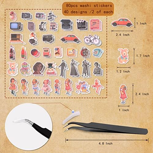 200Pcs Vintage Scrapbook Stickers, Aesthetic Junk Journal Stamping Supplies Kit, Scrapbooking Ephemera Washi Paper for Bullet Journaling Planners Diary Collage (Nostalgic) - Image 2