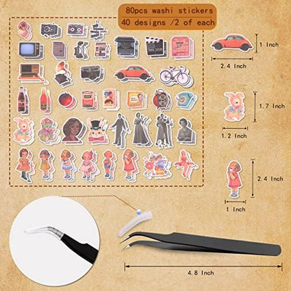 200Pcs Vintage Scrapbook Stickers, Aesthetic Junk Journal Stamping Supplies Kit, Scrapbooking Ephemera Washi Paper for Bullet Journaling Planners Diary Collage (Nostalgic) - Image 2