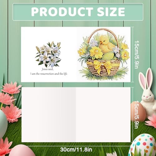 Tontut 6pcs Diamond Painting Kit Greeting Card, Little Yellow Duck 5D DIY Diamond Handmade Holiday Greeting Card with Envelope, Christmas Gift Congratulation - Image 2