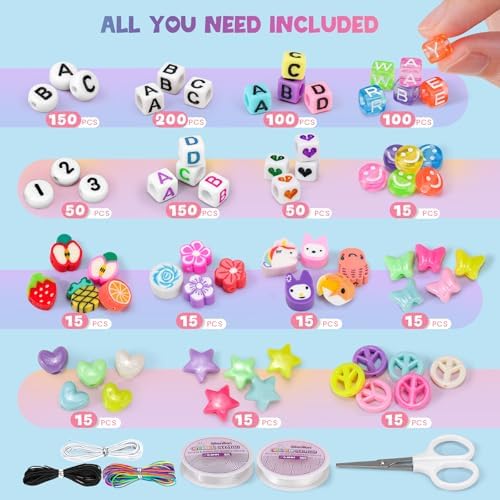 Gionlion 7 Boxes Pony Beads Bracelet Making Kit, 144 Colors 6x9mm Kandi Rave Beads, Friendship Bracelet Kit with 800Pcs Letter Bead for DIY Jewelry, Keychains, Arts and Crafts Gifts - Image 3