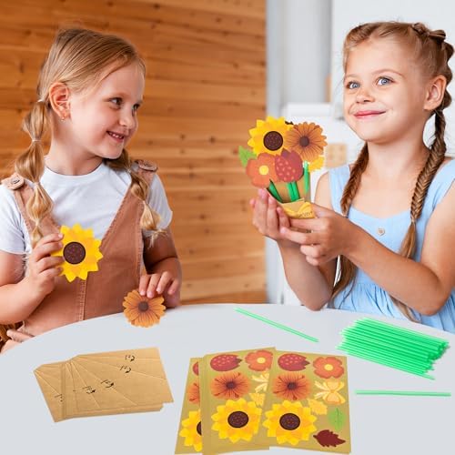 BeYumi Fall Flower Bouquet Craft - 168Pcs Fall Flower Bouquet Craft Kit for Kids Make Your Own Thankful Florals Kit Autumn Thanksgiving Appreciation DIY Gift Set School Classroom Home Fun Activities - Image 4
