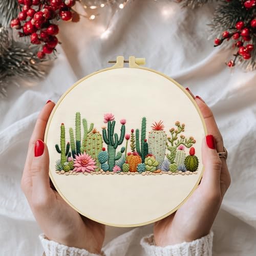 Full Range Embroidery Kit for Adult, Green Plant Pattern Embroidery Kit for Beginners Include Embroidery Cloth Hoops Threads for Craft Lover Hand Stitch with Embroidery Skill Techniques (Plant) by Unknown